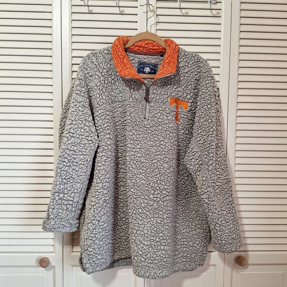 Live Oak Brand Tennessee Volunteers Sherpa Quarter Zip Pullover Gray Orange L